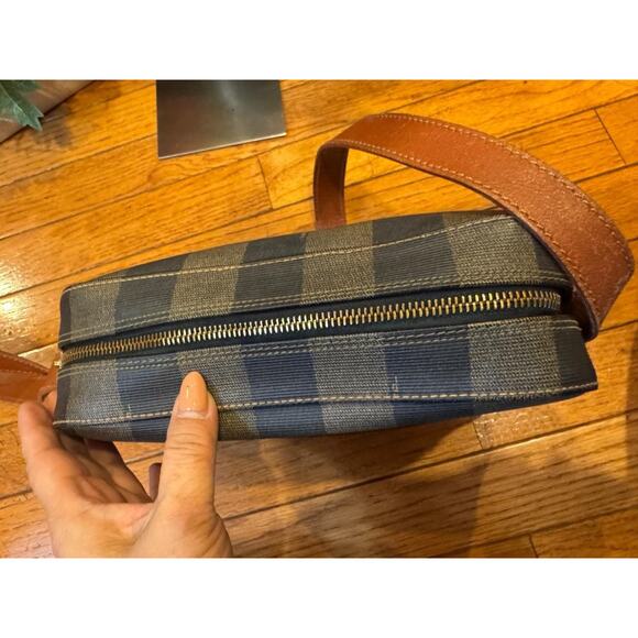 Fendi canvas stripe flap close shoulder bag purse (4000 - Picture 6 of 13